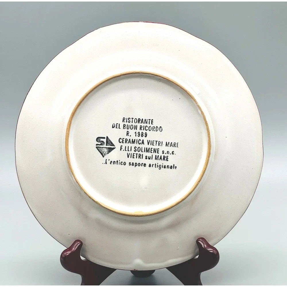 Buon Ricordo Plate Solimene Vietri Ristorante Red Oxen Alessandria Coniglio 1989